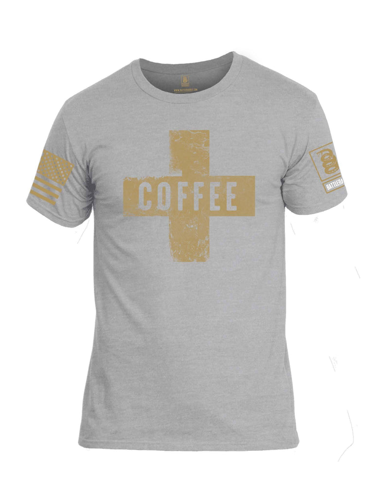 Battleraddle Coffee Cross Brass Sleeve Print Mens Cotton Crew Neck T Shirt shirt|custom|veterans|Apparel-Mens T Shirt-cotton
