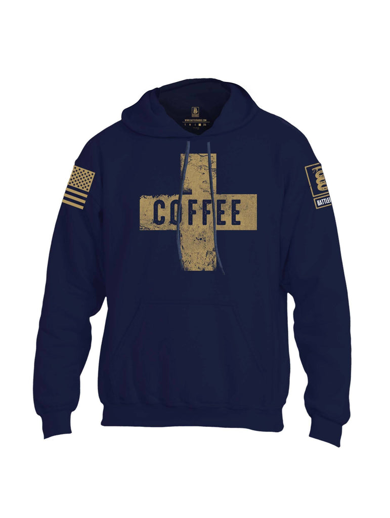 Battleraddle Coffee Cross Brass Sleeve Print Mens Blended Hoodie With Pockets shirt|custom|veterans|Apparel-Mens Hoodies-Cotton/Dryfit Blend