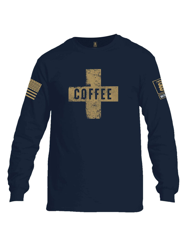Battleraddle Coffee Cross Brass Sleeve Print Mens Cotton Long Sleeve Crew Neck T Shirt shirt|custom|veterans|Men-Long Sleeves Crewneck Shirt