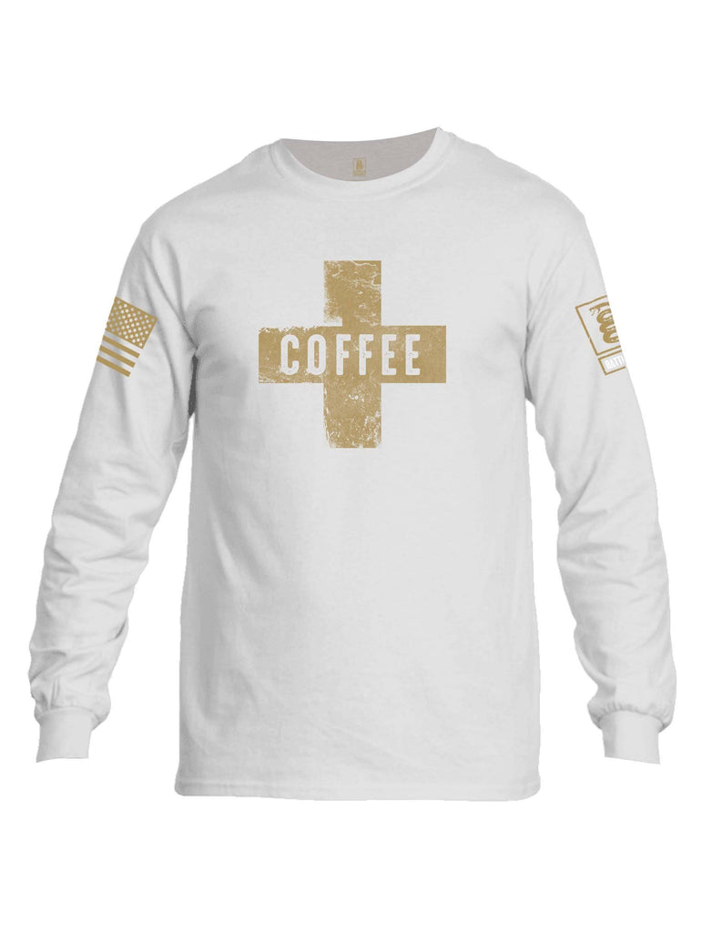 Battleraddle Coffee Cross Brass Sleeve Print Mens Cotton Long Sleeve Crew Neck T Shirt shirt|custom|veterans|Men-Long Sleeves Crewneck Shirt