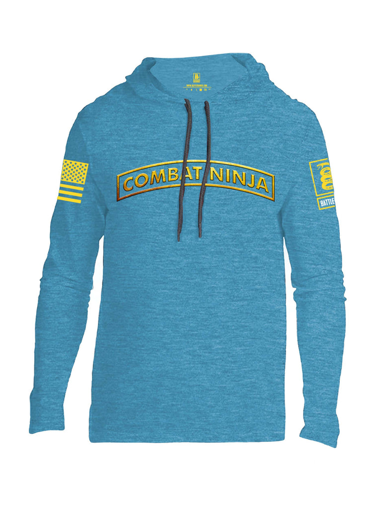 Battleraddle Combat Ninja Yellow Sleeve Print Mens Thin Cotton Lightweight Hoodie