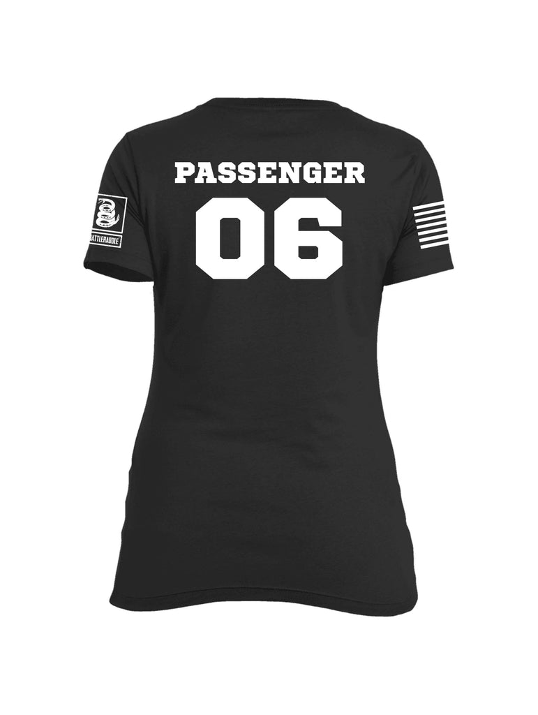 Battleraddle Chairforce Passenger 06 White Sleeve Print Womens Cotton Crew Neck T Shirt - Battleraddle® LLC
