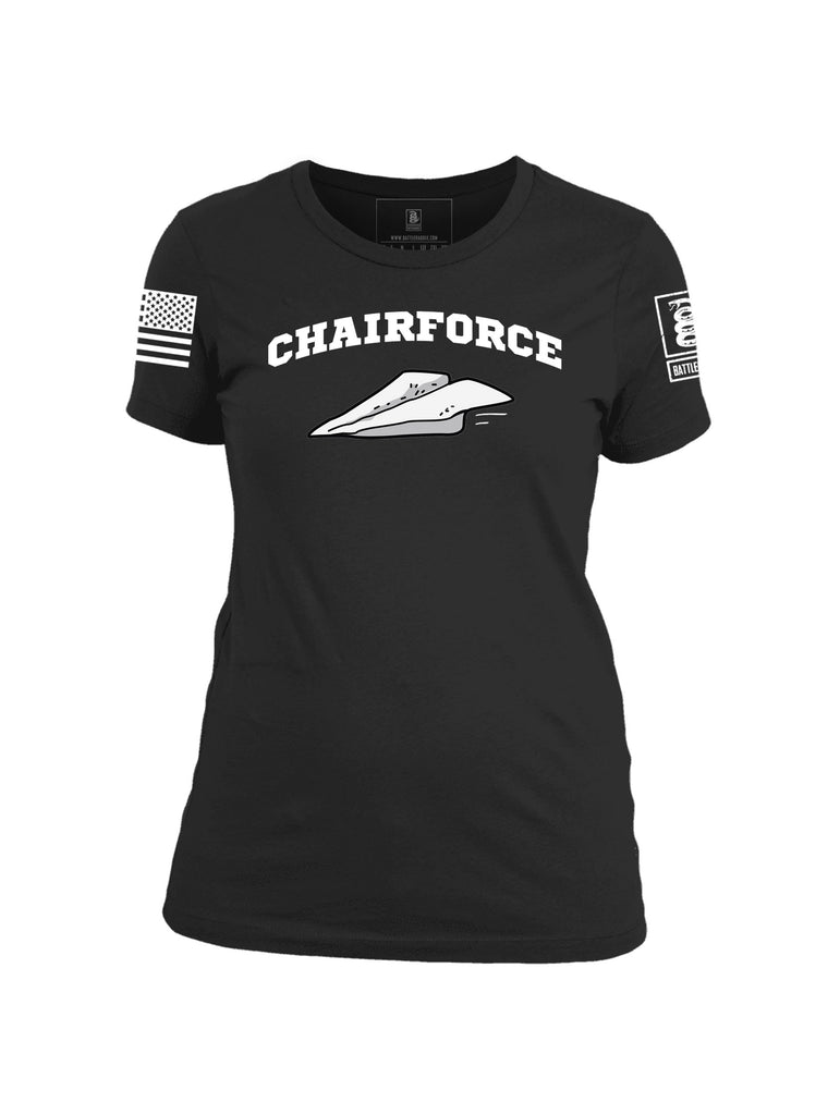 Battleraddle Chairforce Passenger 06 White Sleeve Print Womens Cotton Crew Neck T Shirt - Battleraddle® LLC