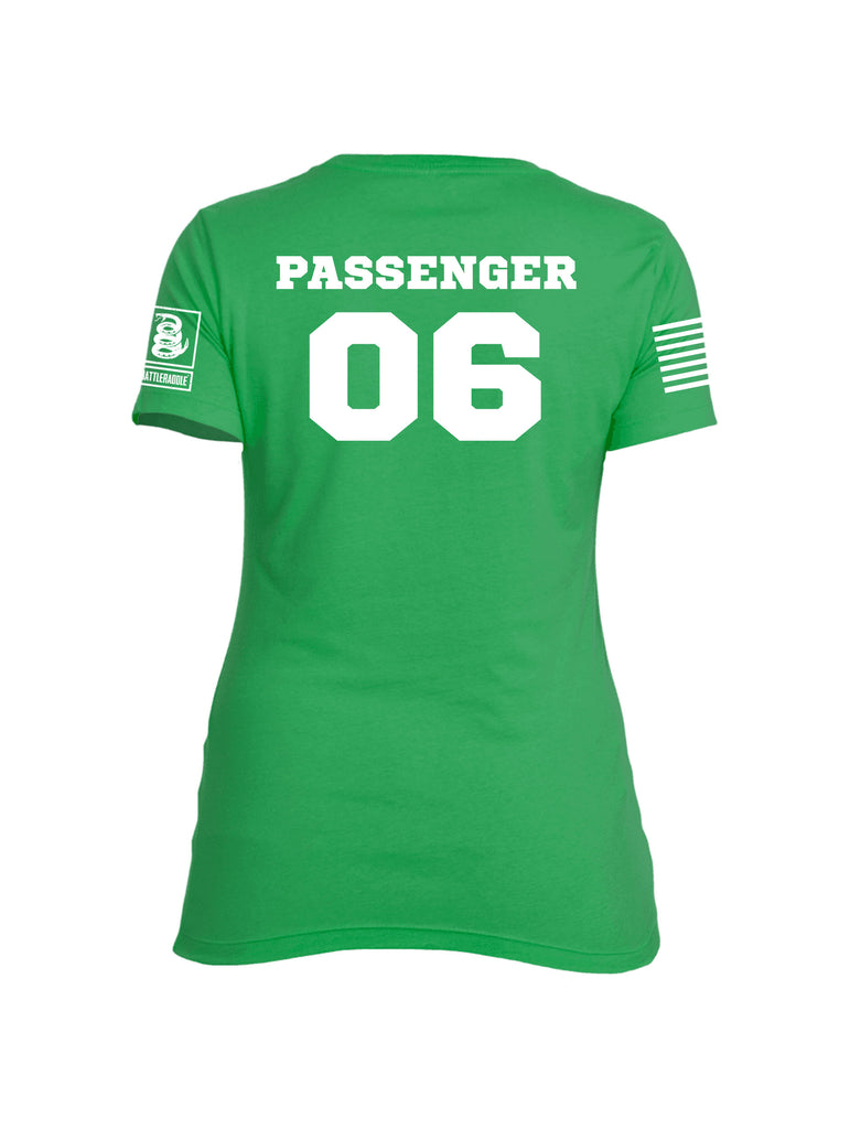 Battleraddle Chairforce Passenger 06 White Sleeve Print Womens Cotton Crew Neck T Shirt - Battleraddle® LLC