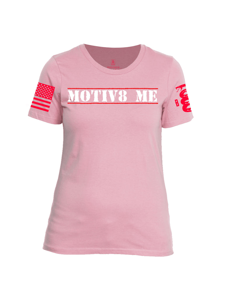 Battleraddle Motiv8 Me Red Sleeve Print Womens Cotton Crew Neck T Shirt