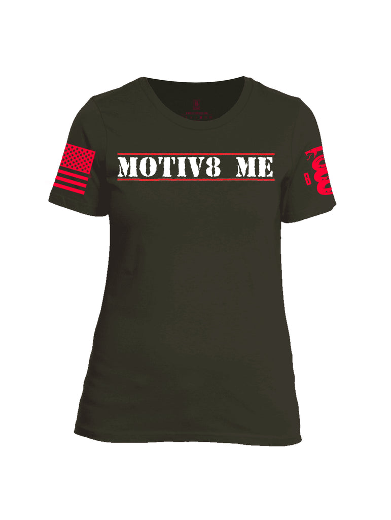 Battleraddle Motiv8 Me Red Sleeve Print Womens Cotton Crew Neck T Shirt