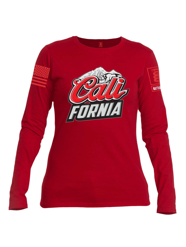 Battleraddle Classic Coors Rockies California Beer Red Sleeve Print Womens Cotton Long Sleeve Crew Neck T Shirt