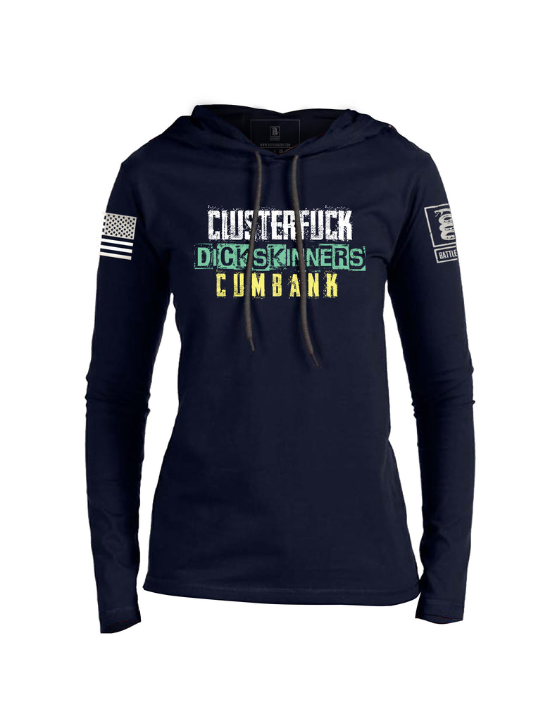 Battleraddle Clusterfuck Dickskinners Cumbank Womens Thin Cotton Lightweight Hoodie - Battleraddle® LLC