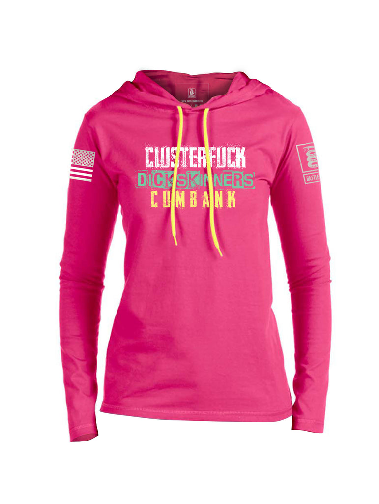 Battleraddle Clusterfuck Dickskinners Cumbank Womens Thin Cotton Lightweight Hoodie - Battleraddle® LLC