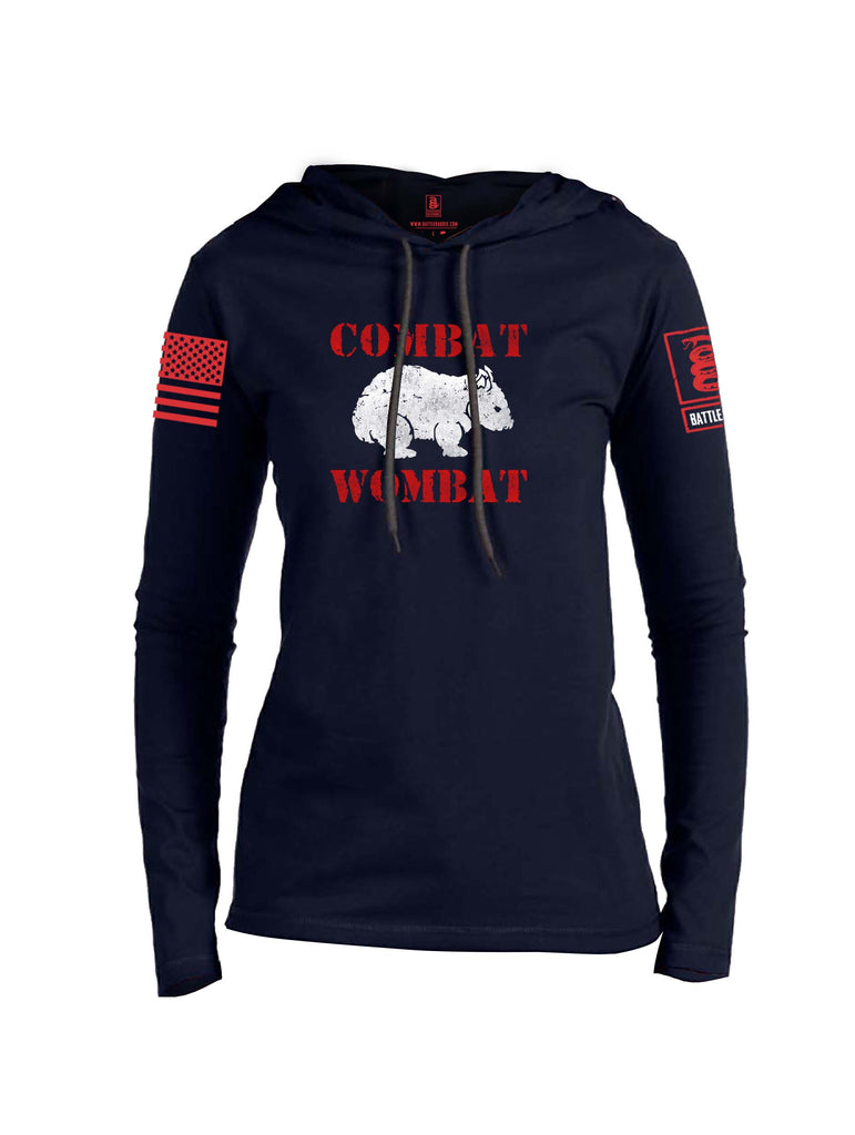 Battleraddle Combat Wombat Red Sleeve Print Womens Thin Cotton Lightweight Hoodie