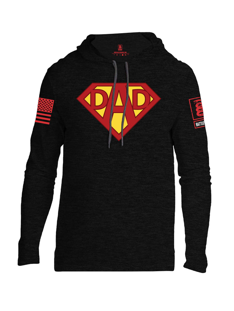 Battleraddle Dad Red Sleeve Print Mens Thin Cotton Lightweight Hoodie