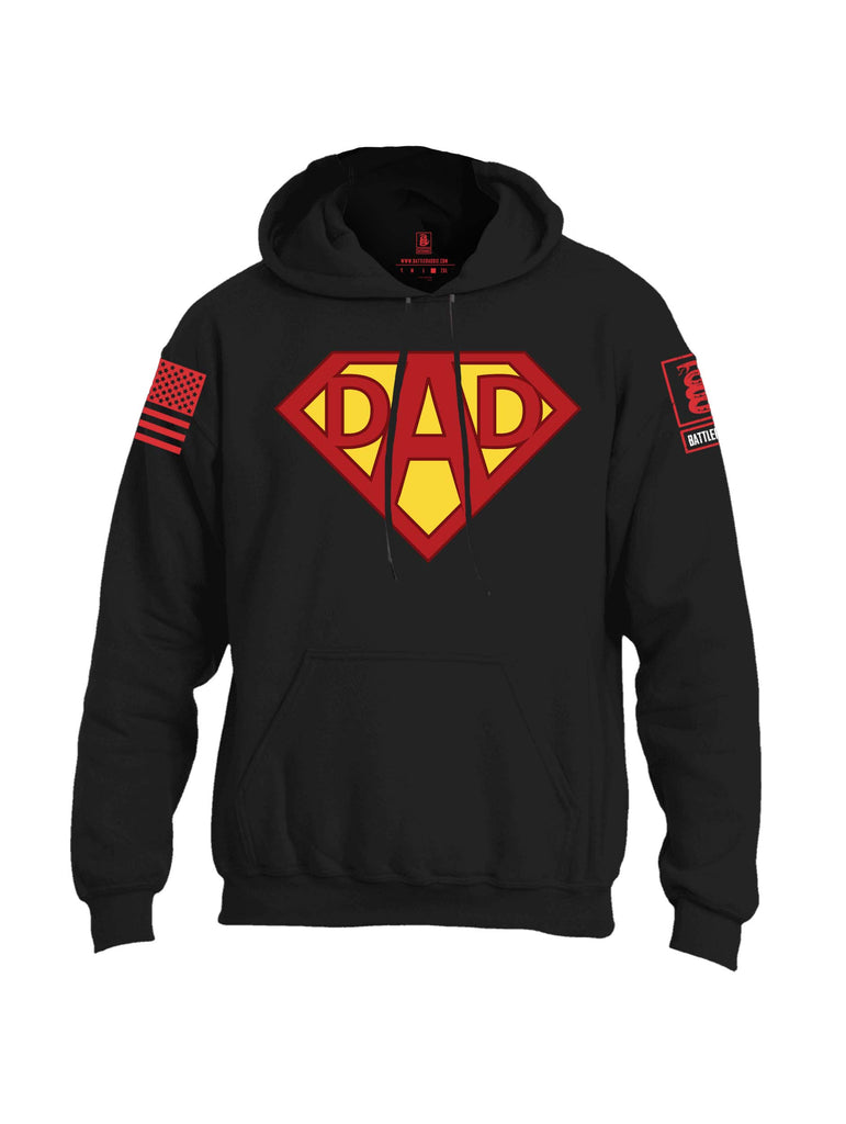 Battleraddle Dad Red Sleeve Print Mens Blended Hoodie With Pockets