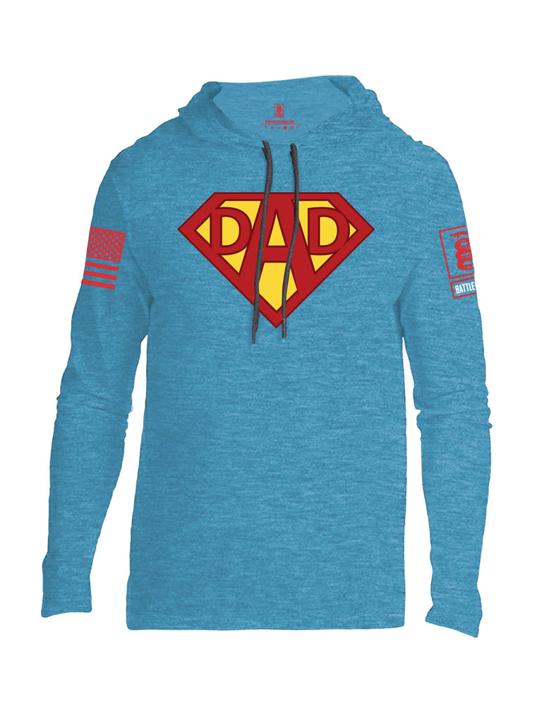 Battleraddle Dad Red Sleeve Print Mens Thin Cotton Lightweight Hoodie