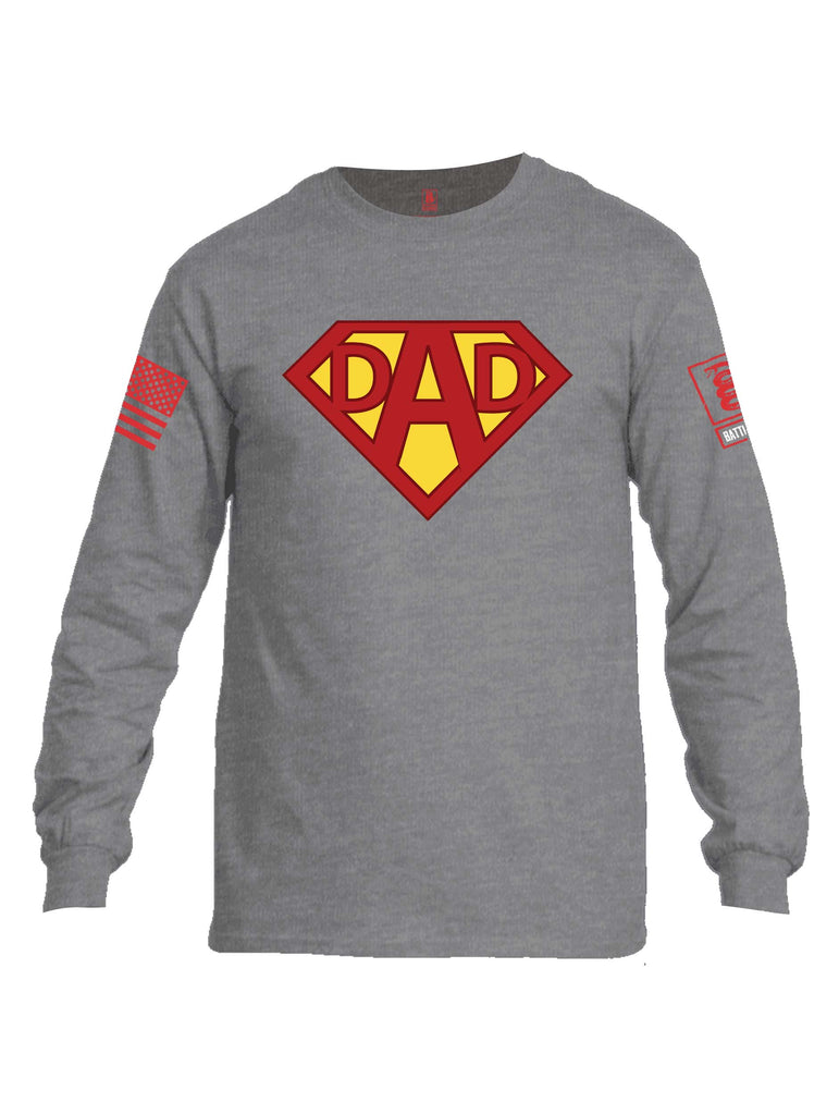 Battleraddle Dad Red Sleeve Print Mens Cotton Long Sleeve Crew Neck T Shirt