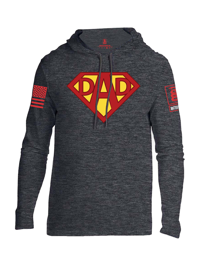 Battleraddle Dad Red Sleeve Print Mens Thin Cotton Lightweight Hoodie