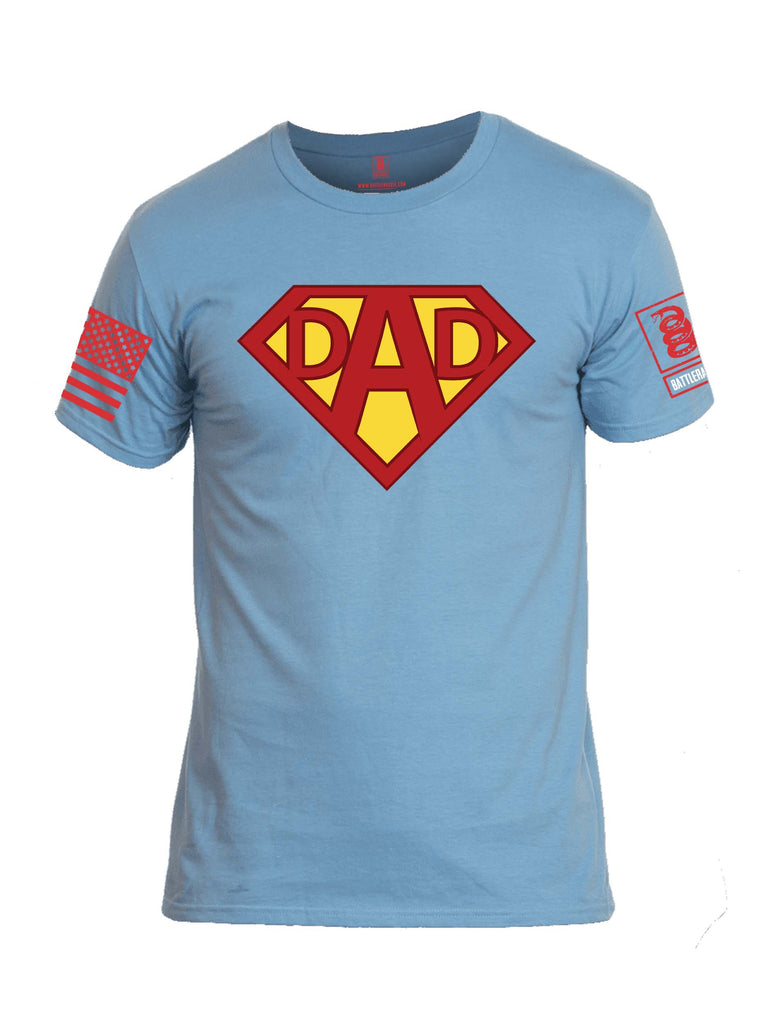 Battleraddle Dad Red Sleeve Print Mens Cotton Crew Neck T Shirt