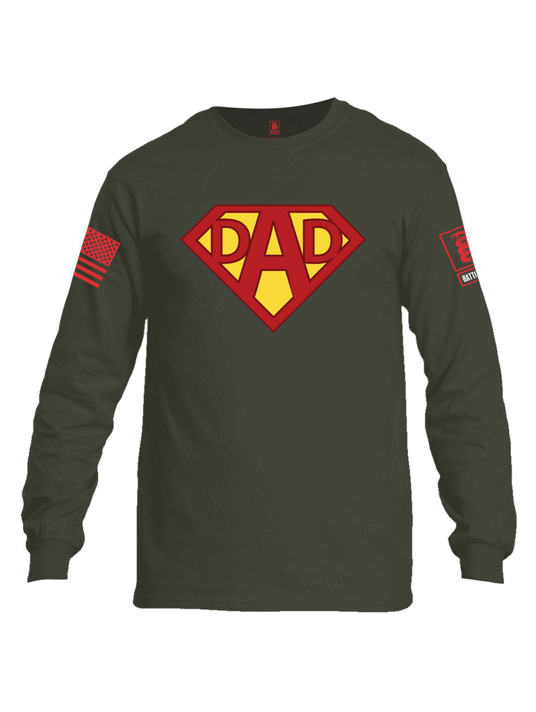 Battleraddle Dad Red Sleeve Print Mens Cotton Long Sleeve Crew Neck T Shirt