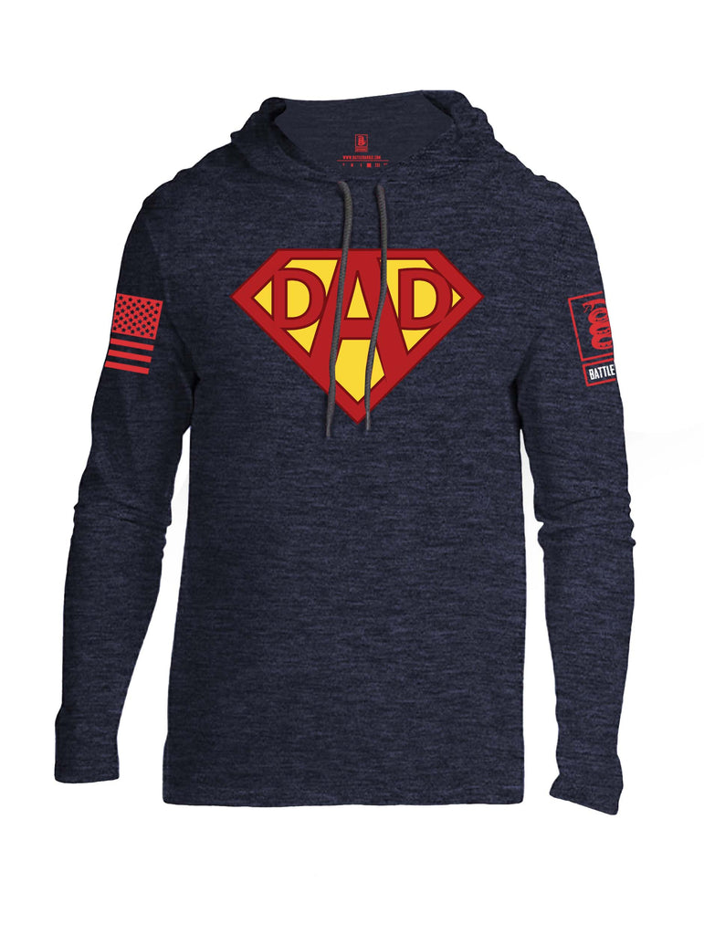 Battleraddle Dad Red Sleeve Print Mens Thin Cotton Lightweight Hoodie