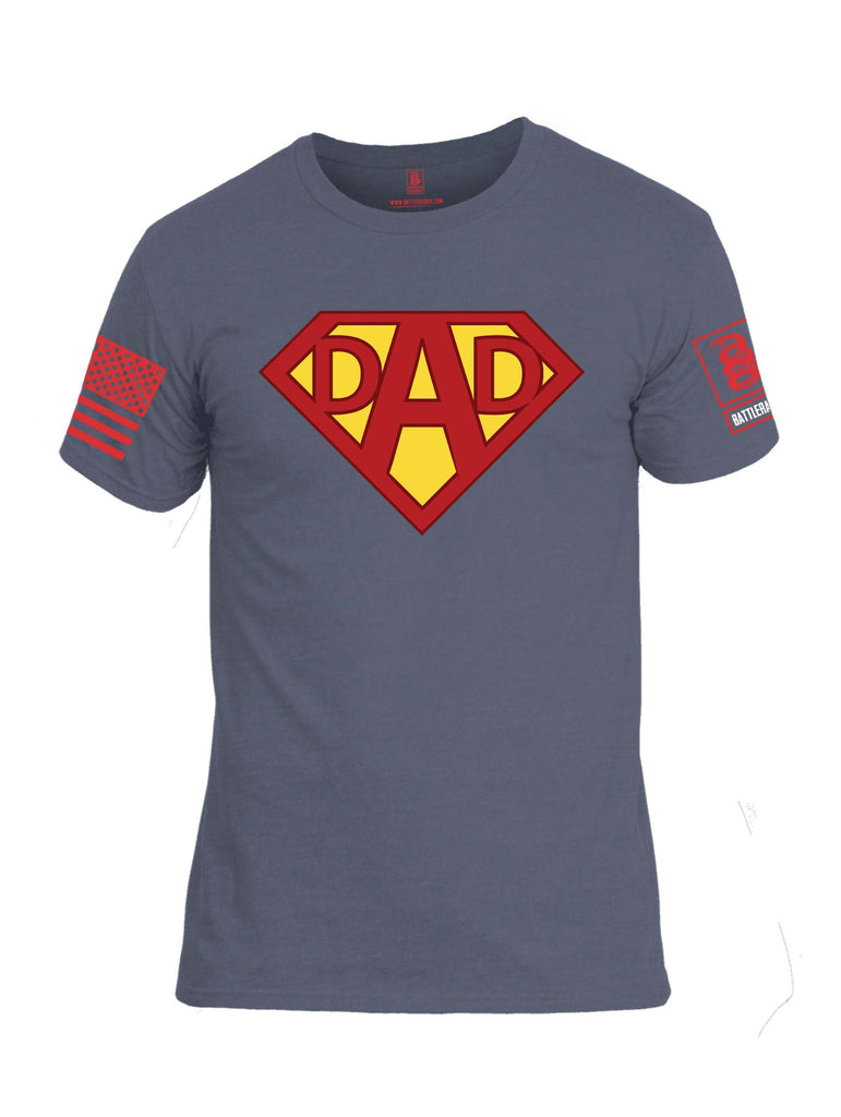 Battleraddle Dad Red Sleeve Print Mens Cotton Crew Neck T Shirt