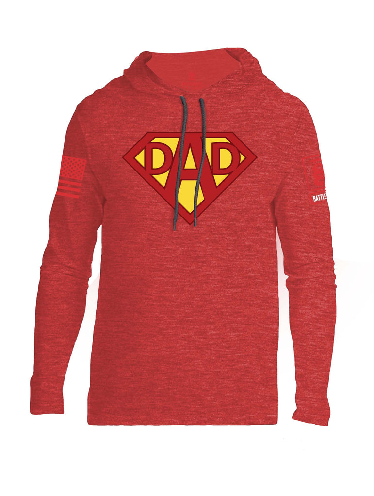 Battleraddle Dad Red Sleeve Print Mens Thin Cotton Lightweight Hoodie