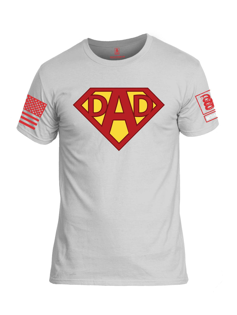 Battleraddle Dad Red Sleeve Print Mens Cotton Crew Neck T Shirt