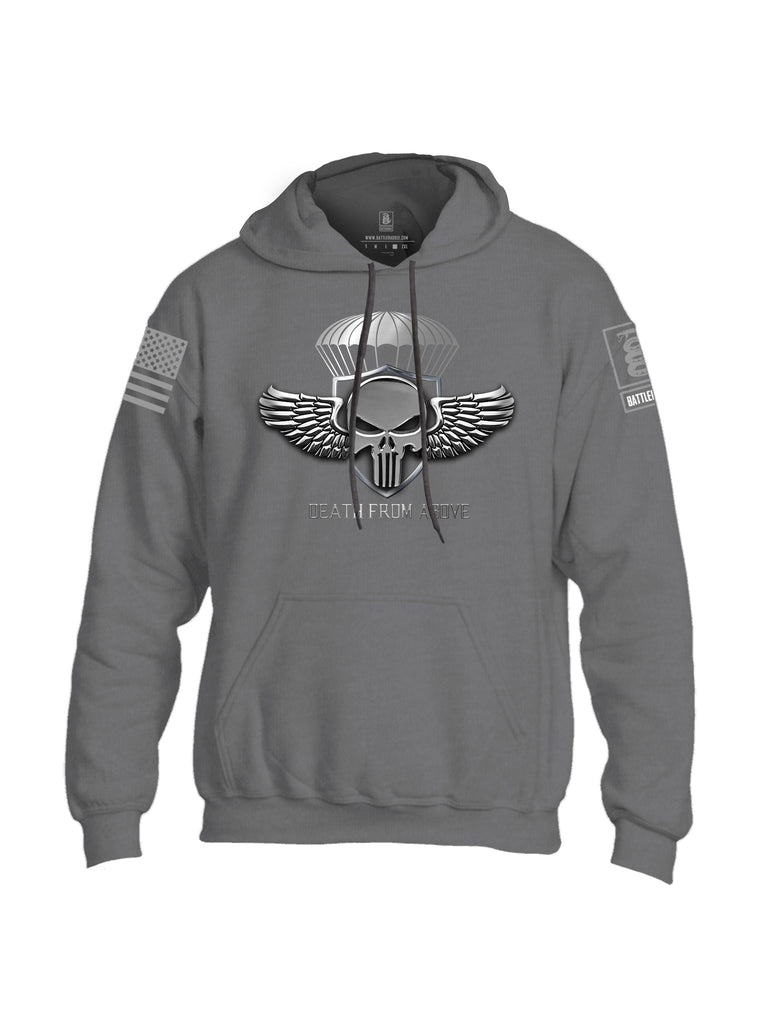 Battleraddle Death From Above Grey Sleeve Print Mens Blended Hoodie With Pockets