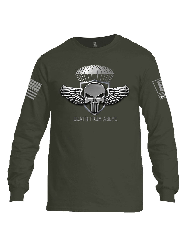 Battleraddle Death From Above Grey Sleeve Print Mens Cotton Long Sleeve Crew Neck T Shirt