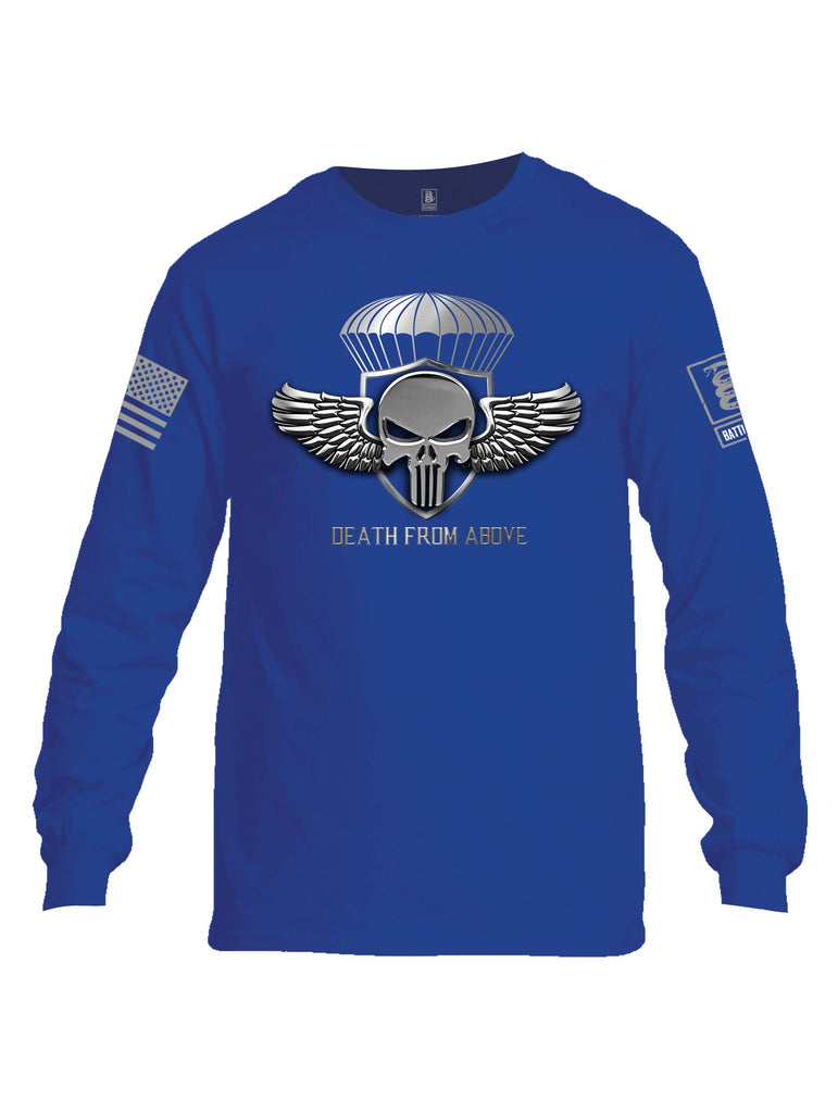 Battleraddle Death From Above Grey Sleeve Print Mens Cotton Long Sleeve Crew Neck T Shirt