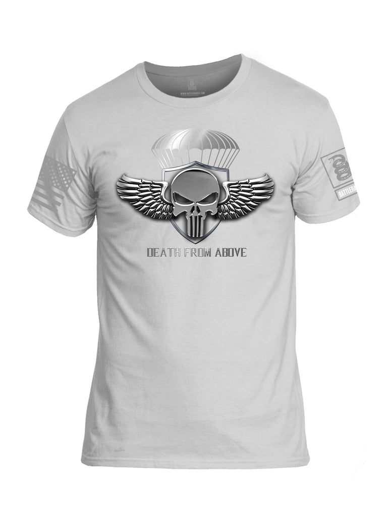 Battleraddle Death From Above Grey Sleeve Print Mens Cotton Crew Neck T Shirt