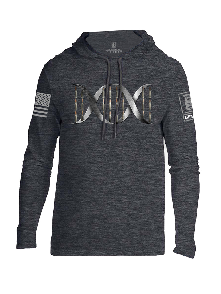 Battleraddle Bullet DNA V1 Grey Sleeve Print Mens Thin Cotton Lightweight Hoodie