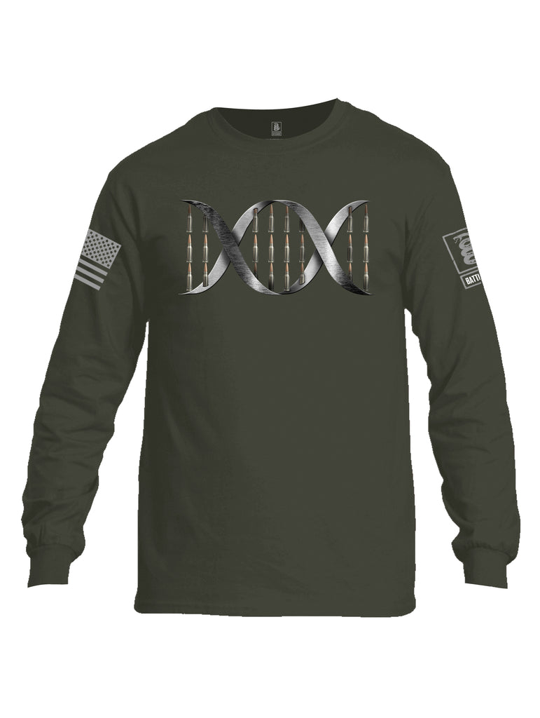 Battleraddle Bullet DNA V1 Grey Sleeve Print Mens Cotton Long Sleeve Crew Neck T Shirt