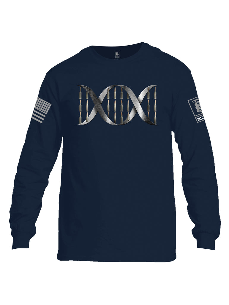 Battleraddle Bullet DNA V1 Grey Sleeve Print Mens Cotton Long Sleeve Crew Neck T Shirt
