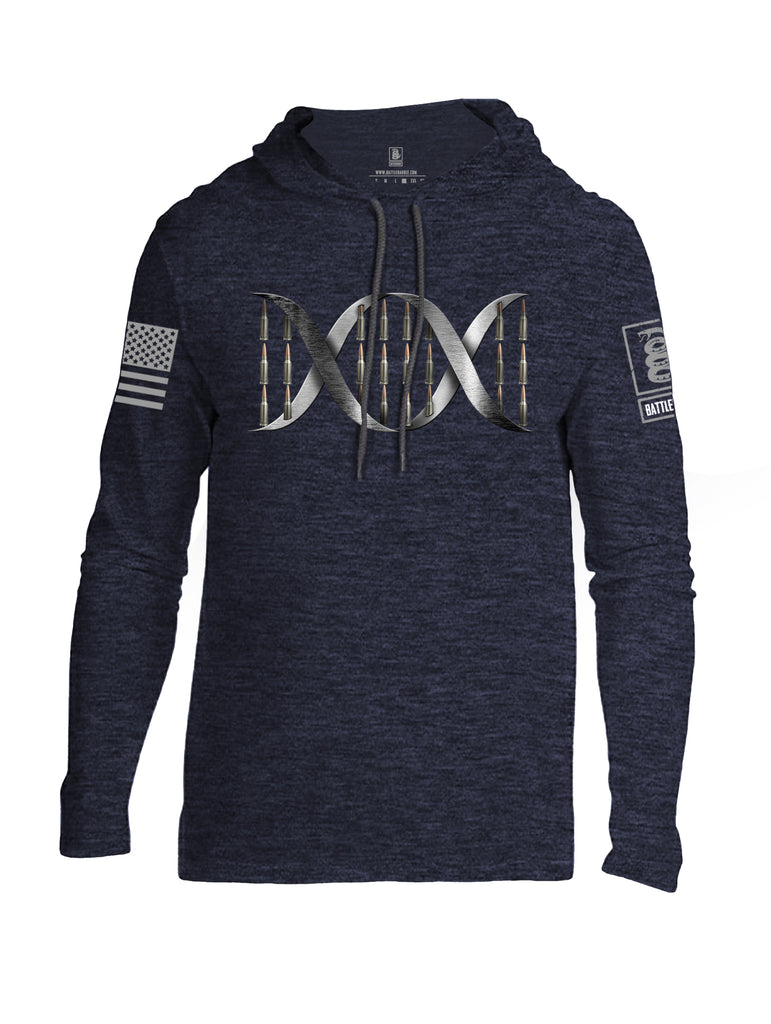 Battleraddle Bullet DNA V1 Grey Sleeve Print Mens Thin Cotton Lightweight Hoodie