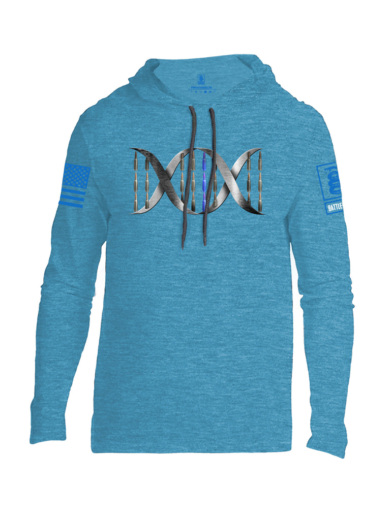 Battleraddle Bullet DNA Blue Line V2 Blue Sleeve Print Mens Thin Cotton Lightweight Hoodie