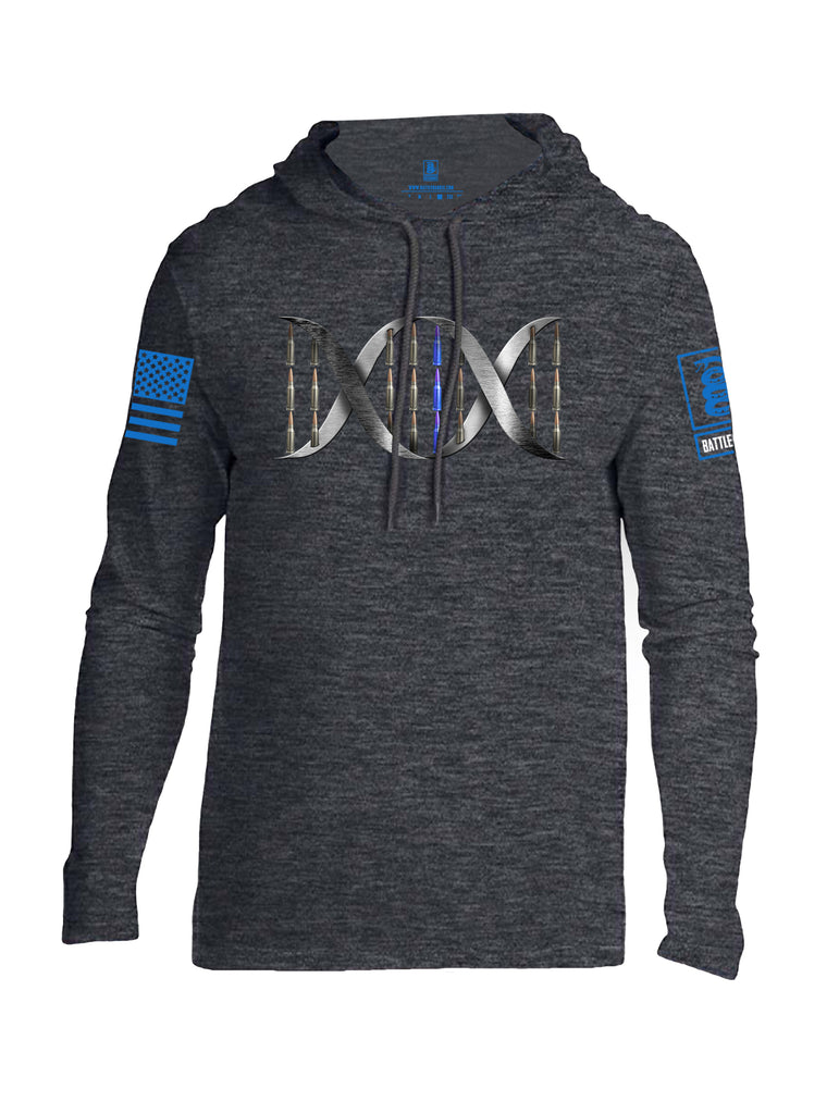 Battleraddle Bullet DNA Blue Line V2 Blue Sleeve Print Mens Thin Cotton Lightweight Hoodie