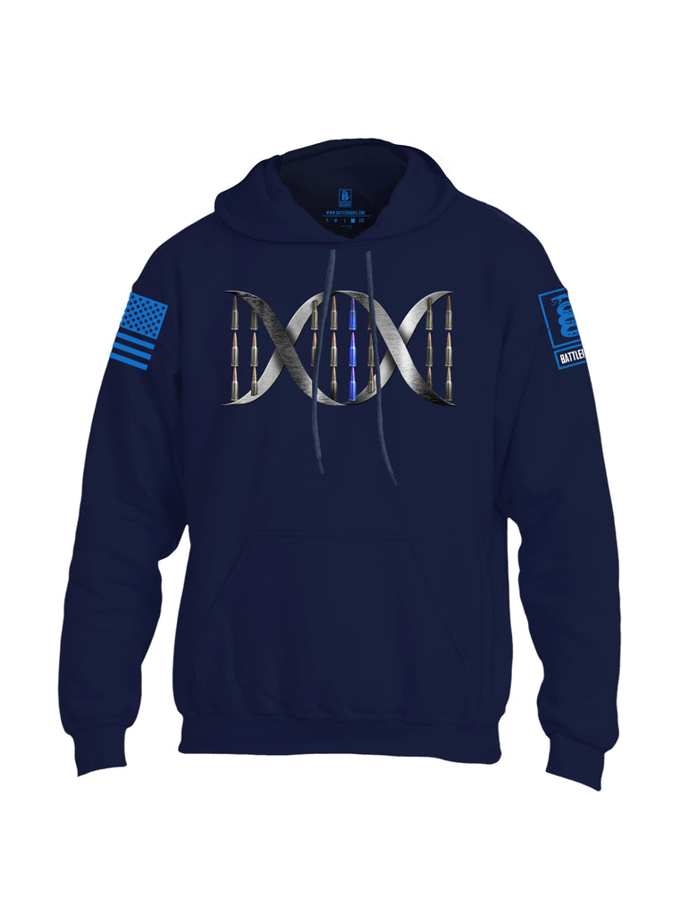Battleraddle Bullet DNA Blue Line V2 Blue Sleeve Print Mens Blended Hoodie With Pockets