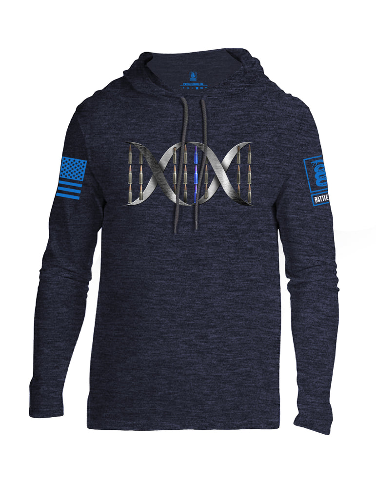 Battleraddle Bullet DNA Blue Line V2 Blue Sleeve Print Mens Thin Cotton Lightweight Hoodie