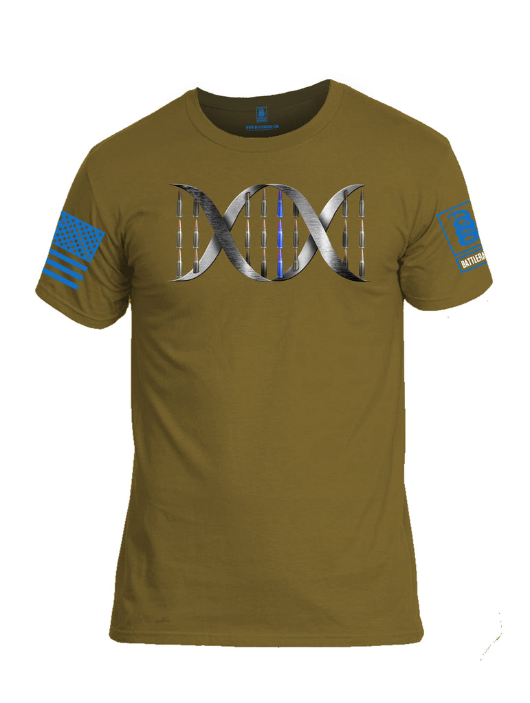Battleraddle Bullet DNA Blue Line V2 Blue Sleeve Print Mens Cotton Crew Neck T Shirt