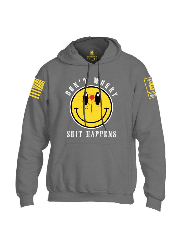 Battleraddle Dont Worry Shit Happens Yellow Sleeve Print Mens Blended Hoodie With Pockets
