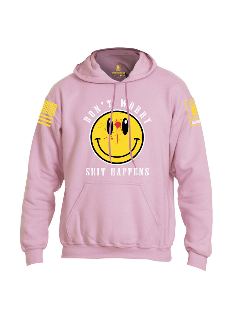 Battleraddle Dont Worry Shit Happens Yellow Sleeve Print Mens Blended Hoodie With Pockets