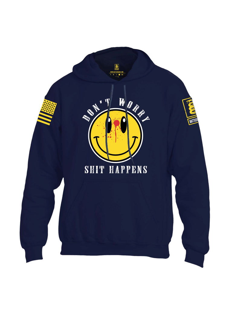 Battleraddle Dont Worry Shit Happens Yellow Sleeve Print Mens Blended Hoodie With Pockets