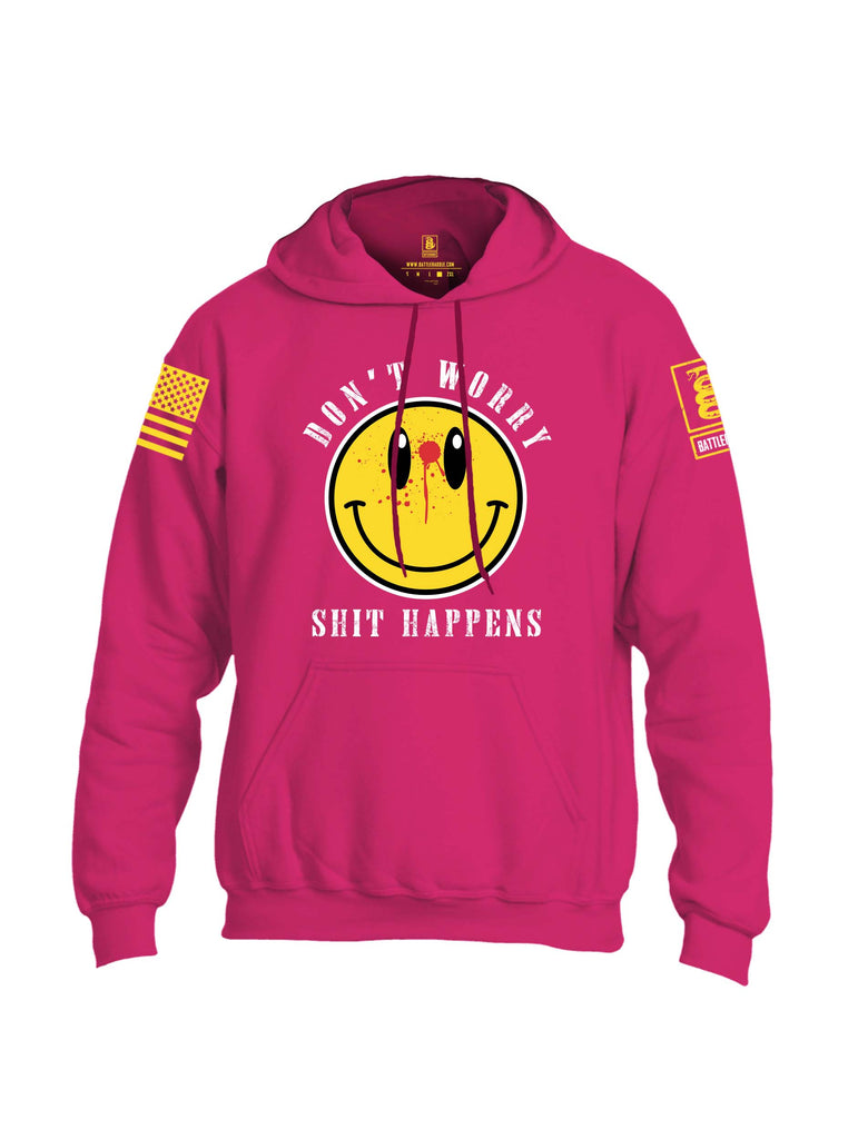 Battleraddle Dont Worry Shit Happens Yellow Sleeve Print Mens Blended Hoodie With Pockets