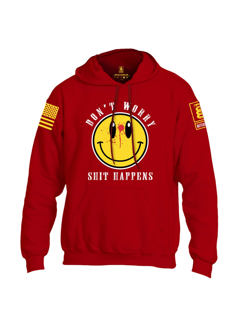 Battleraddle Dont Worry Shit Happens Yellow Sleeve Print Mens Blended Hoodie With Pockets