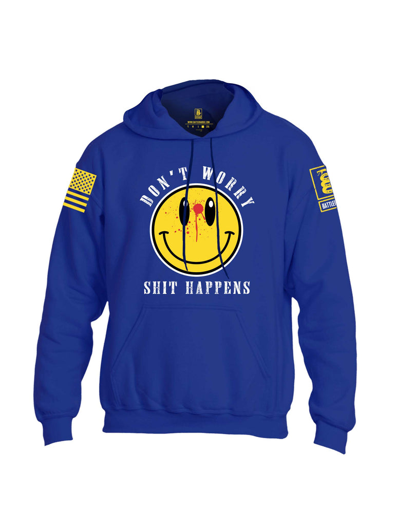 Battleraddle Dont Worry Shit Happens Yellow Sleeve Print Mens Blended Hoodie With Pockets