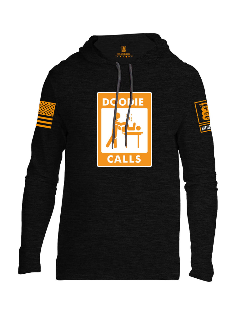 Battleraddle Doodie Calls Orange Sleeve Print Mens Thin Cotton Lightweight Hoodie