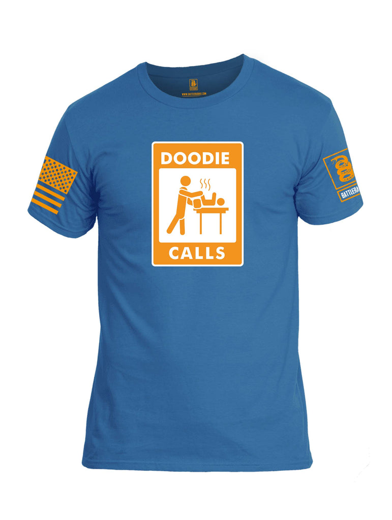 Battleraddle Doodie Calls Orange Sleeve Print Mens Cotton Crew Neck T Shirt