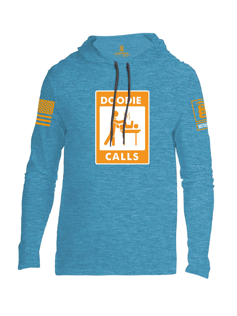 Battleraddle Doodie Calls Orange Sleeve Print Mens Thin Cotton Lightweight Hoodie