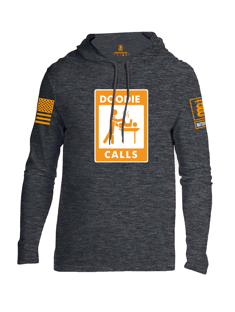 Battleraddle Doodie Calls Orange Sleeve Print Mens Thin Cotton Lightweight Hoodie