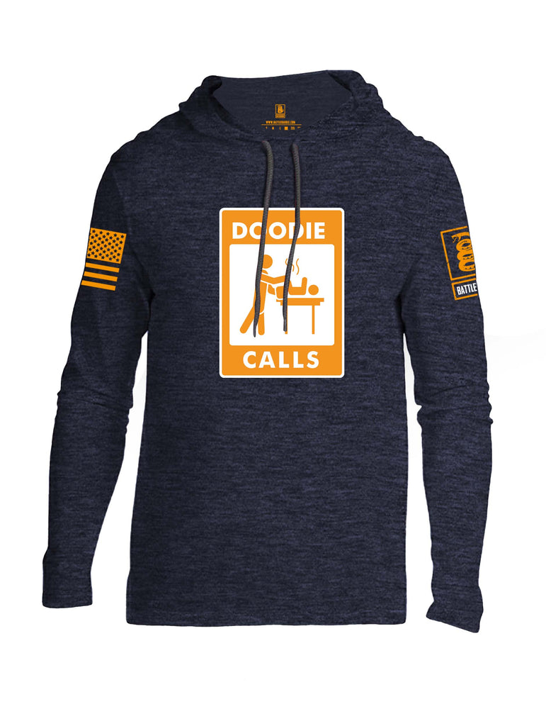 Battleraddle Doodie Calls Orange Sleeve Print Mens Thin Cotton Lightweight Hoodie