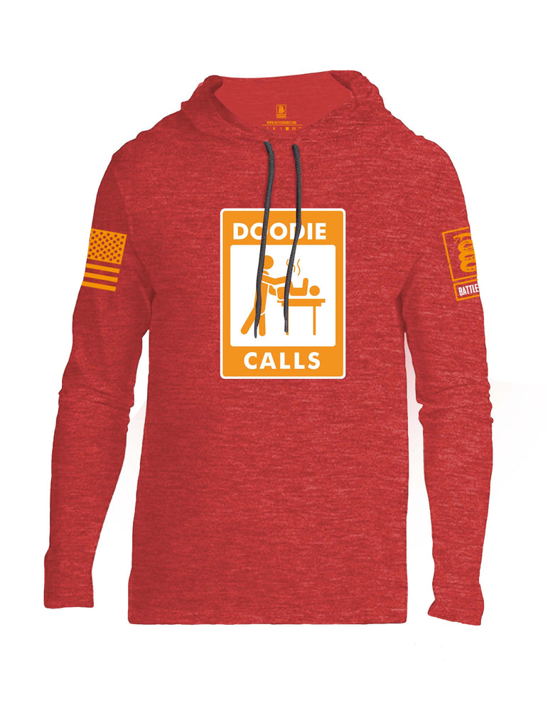 Battleraddle Doodie Calls Orange Sleeve Print Mens Thin Cotton Lightweight Hoodie